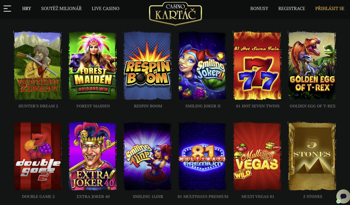 Hry v Kartáč Casino